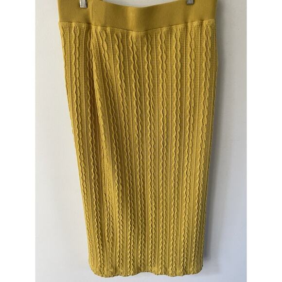 Ashley Stewart Cable Knit Skirt Nugget Gold Size 34-36 Relaxed Fit Stretch - Picture 4 of 10